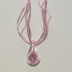 Fashion Pink Corded Necklace With Beautiful Charm